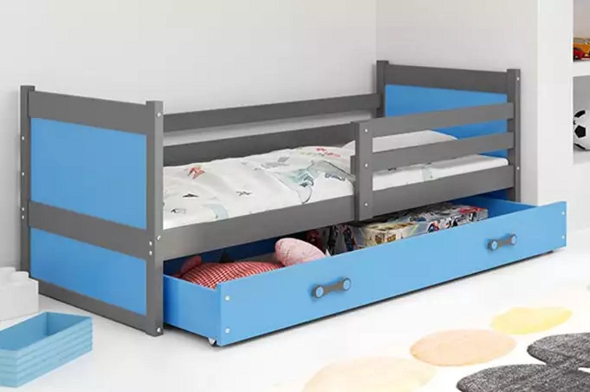BMS - Jeugdbed - 90x200 cm - Grafiet/Blauw