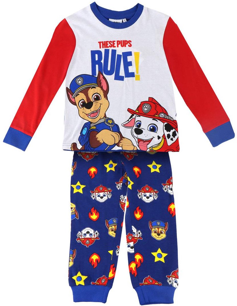 Paw Patrol Pyjama Jongens – Chase & Marshall – Blauw/Rood – Lange Mouw – Kinderen