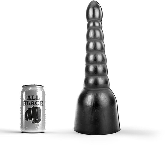 All Black Grote zwarte dildo met geribbelde textuur