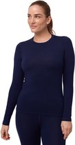 DANISH ENDURANCE Chemise Thermo à Manches Longues pour Femme - Laine Mérinos - Bleu Marine Foncé - L