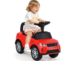 COSTWAY Schuibauto glijauto vanaf 1 jaar, glijvoertuig met opbergruimte onder de zitting, kinderauto met claxon en motorgeluid, voor jongens en meisjes (rood)