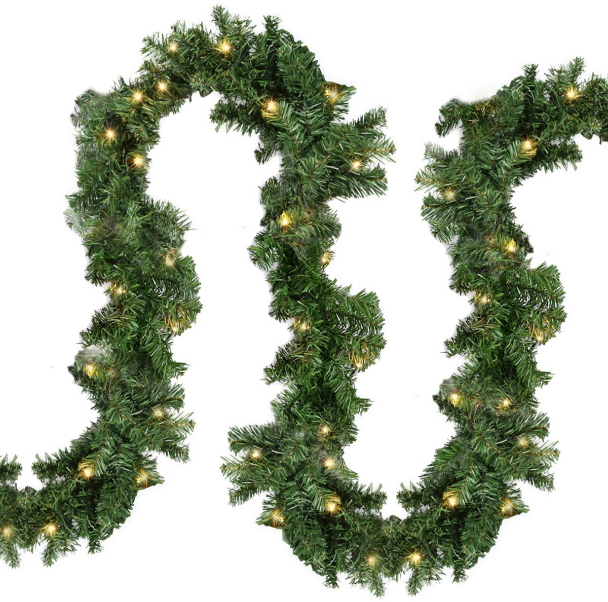 Kerstguirlande met geïntegreerde lichtketting met verlichting 5 m groen met 100 leds