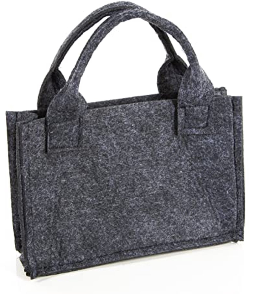 Vilten tas donkergrijs rustiek 21 x 14 x 6 cm - Herbruikbare geschenkverpakking