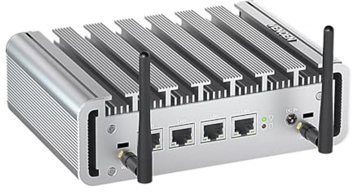 Fanless Mini PC met 4x 2.5Gbe LAN poorten, 8GB RAM en 256GB SSD - Krachtige Netwerk Appliance