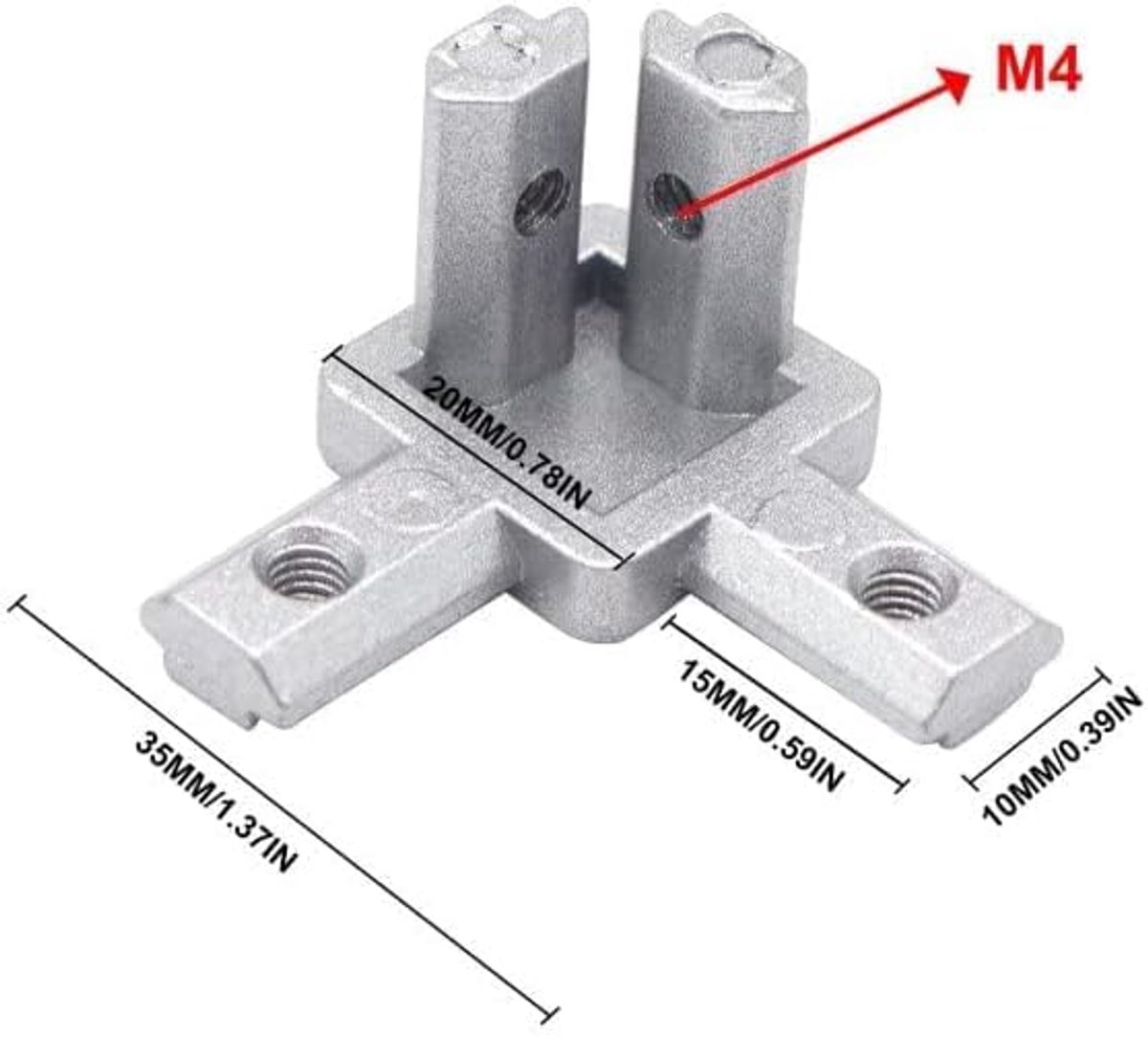 Hoekverbinder profielconnector 3-weg 2020 zilver voor 20x20 aluminium extrusieprofiel - 12 stuks