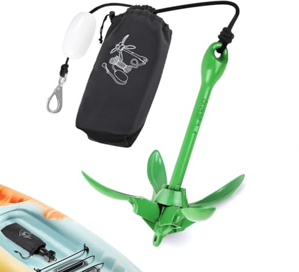 Kajakanker 1,6 kg - Paddleboardankerset met kettingset voor kajak, SUP en kano
