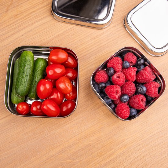 Bols à fruits de Luxe en acier inoxydable - Set de 2 - Boîtes à collation Bols à fruits en acier inoxydable - Enfants - Sans BPA - Talli - Bol à fruits scolaire - Boîte à collation enfant - Boîte à fruits