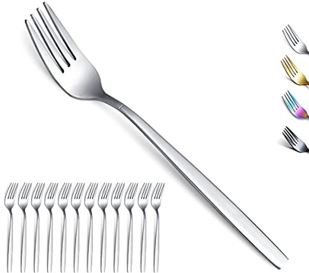 Stainless Steel Dinner Forks Set - 12 Modern Forks for Dining