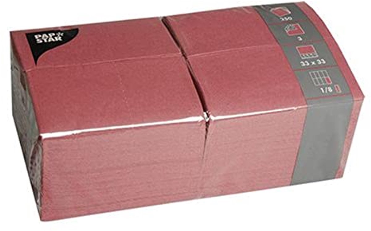 Bordeaux 3-laags Servetten 250 Stuks 33x33 cm