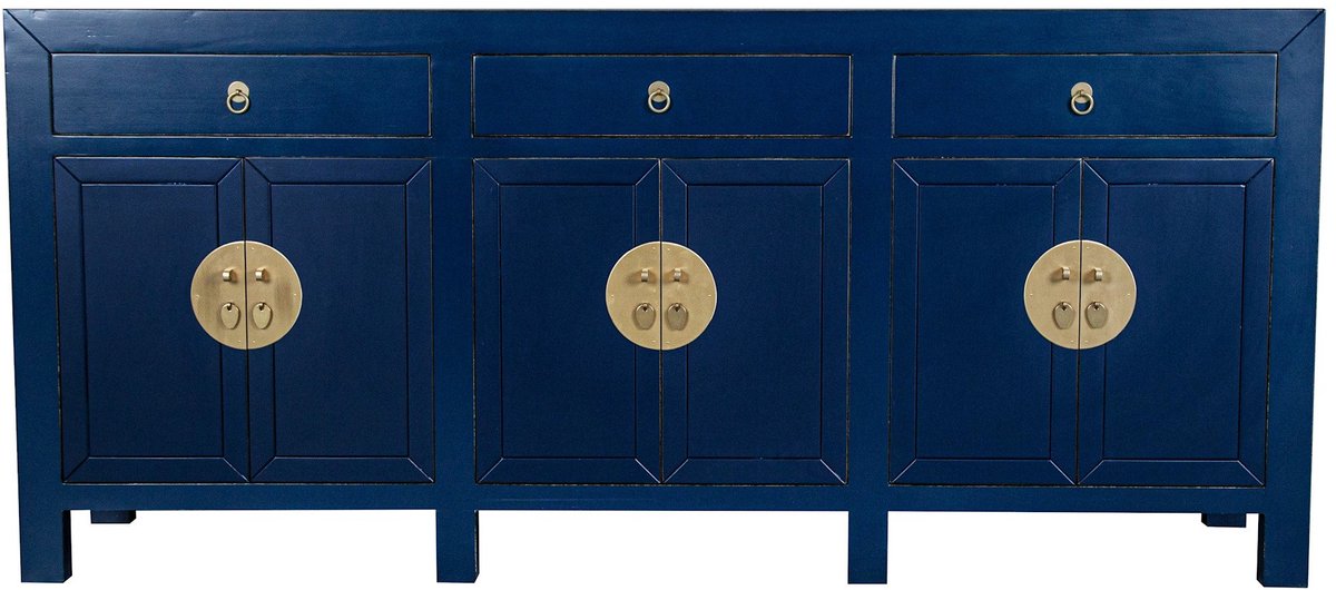 Fine Asianliving Chinese Dressoir Blauw Midnight Blue - Orientique Collection B190xD40xH85cm Chinese Meubels Oosterse Kast Midnight Blauw