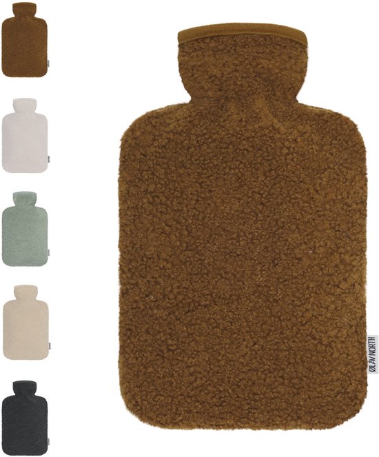 Ølav North – Kruik met Teddy Hug hoes - Tot 6 uur warmte - Warmwaterkruik - 1.8 liter – Chestnut Brown - Cadeau voor haar, vrouw, vriendin