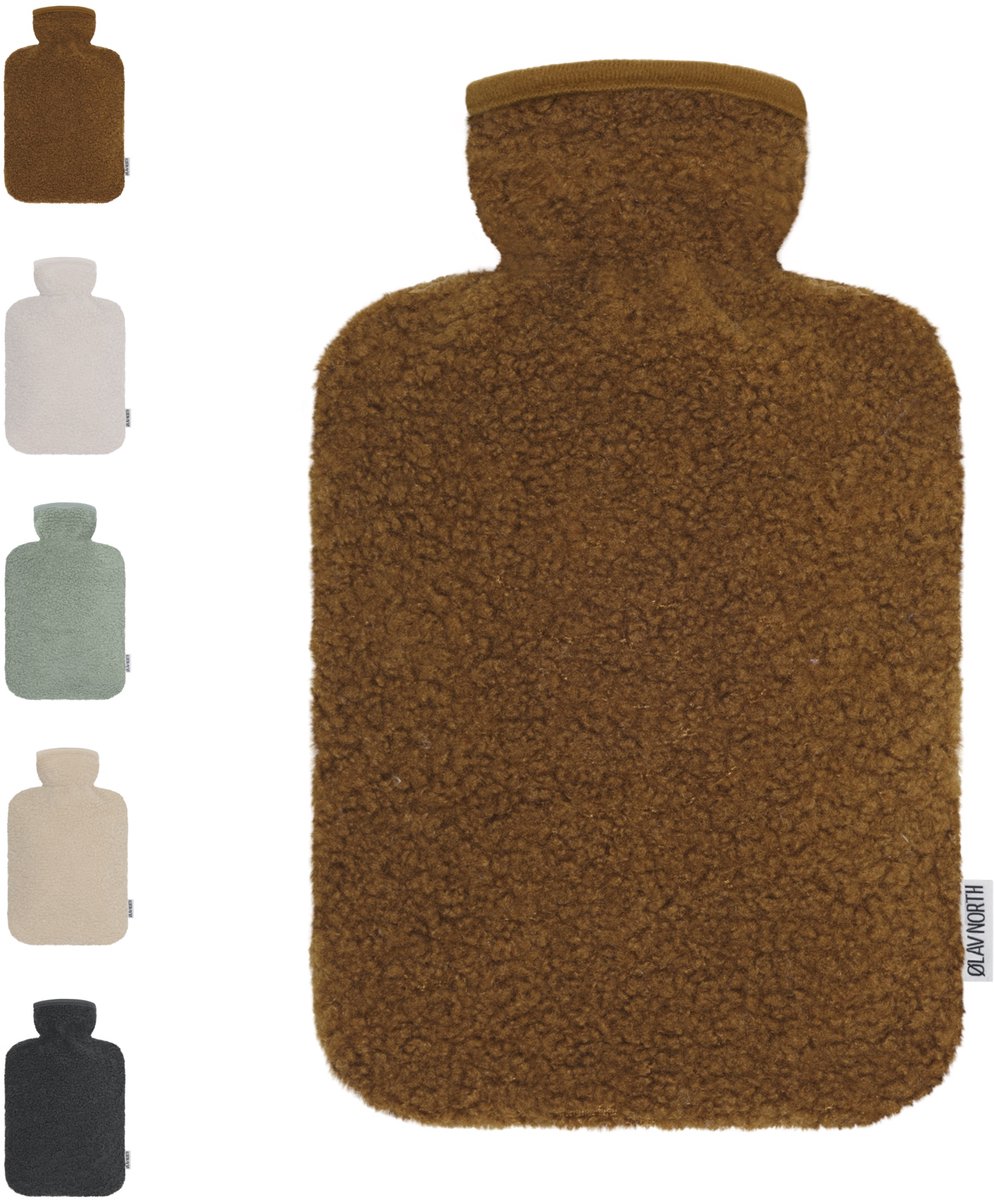 Ølav North – Kruik met Teddy Hug hoes - Incl geschenkverpakking - Tot 6 uur warmte - Warmwaterkruik - 1.8 liter – Chocolate Brown - Cadeau voor haar, vrouw, vriendin