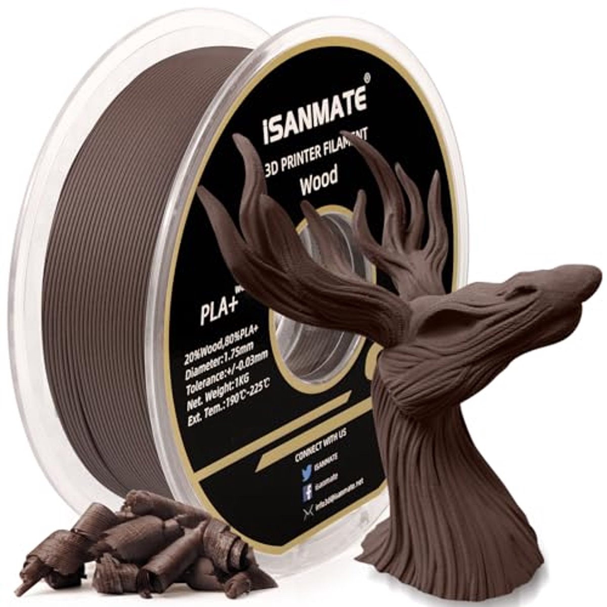Sandal Hout PLA+ Filament 1.75mm 3D Printer Filament 1KG Spoel – Duurzaam en Hoogwaardige 3D-printmaterialen
