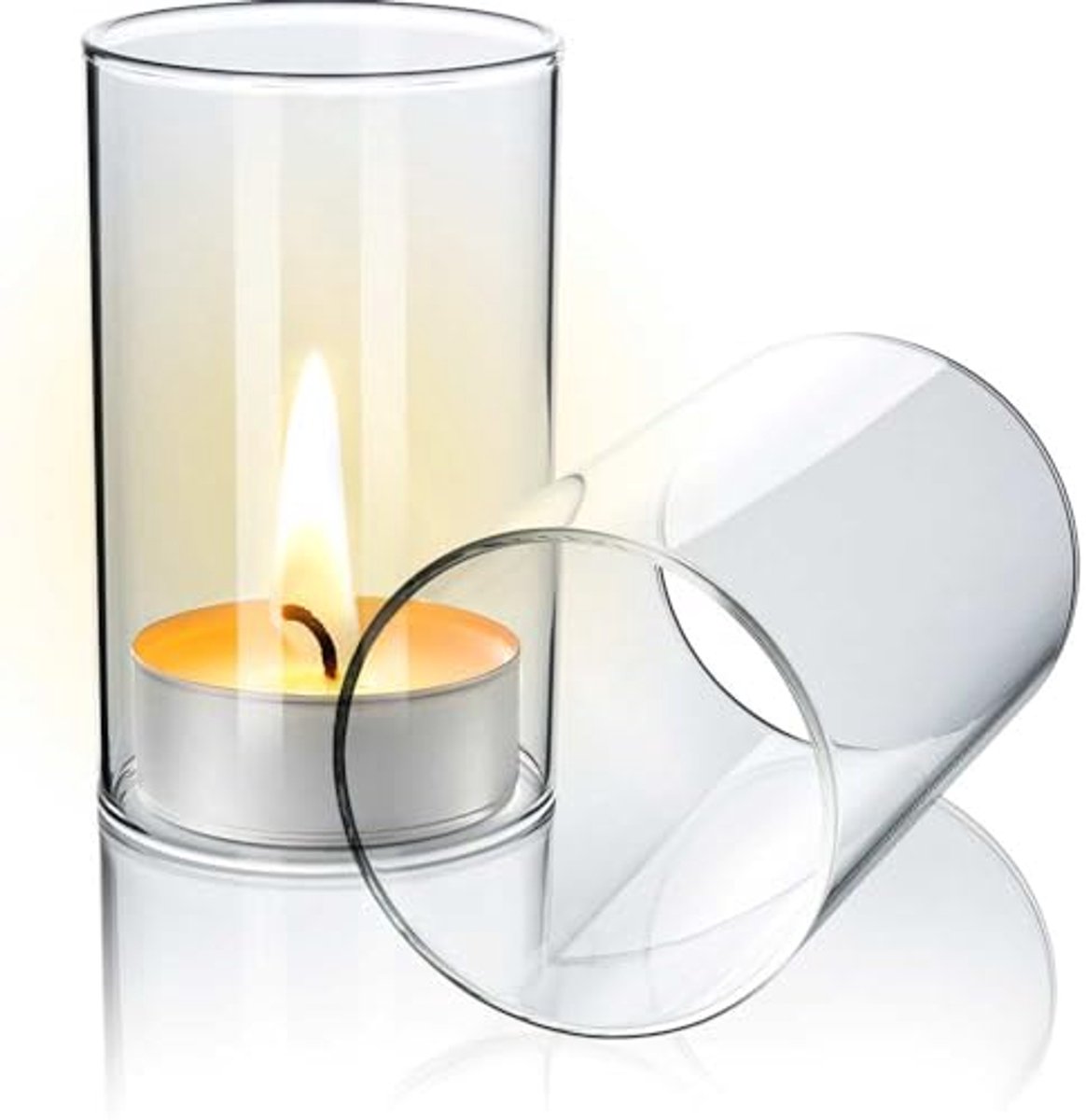 Windlichtglas voor Binnen en Buiten - Borosilicaatglas, 2 Stuks, 90 mm x 50 mm