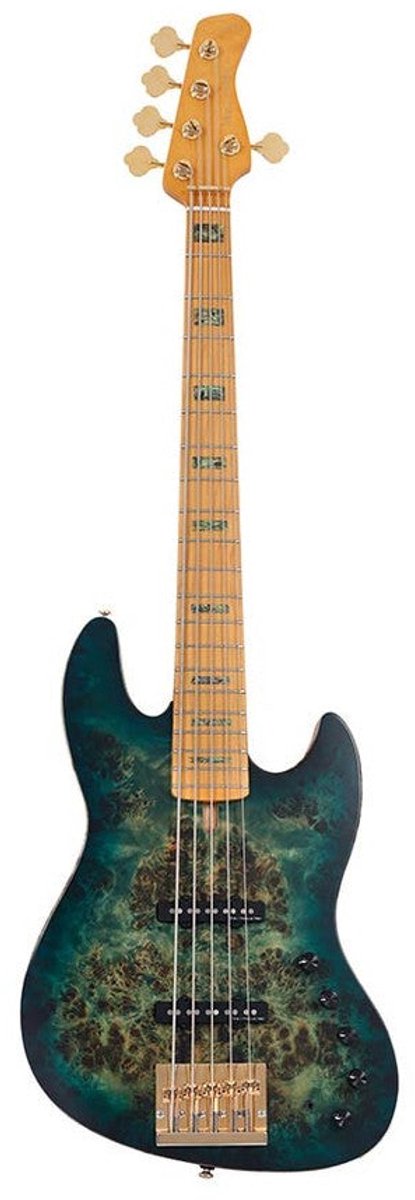Sire V10 5/TGRS Marcus Miller 5-snarige actieve basgitaar Transparent Green Satin