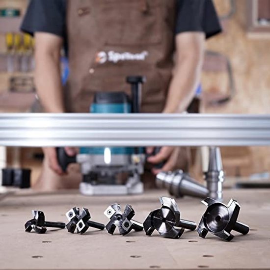 SpeTool Fasenfrees graveerfrees 3 fluiten V-groeffrees 6mm schacht 60