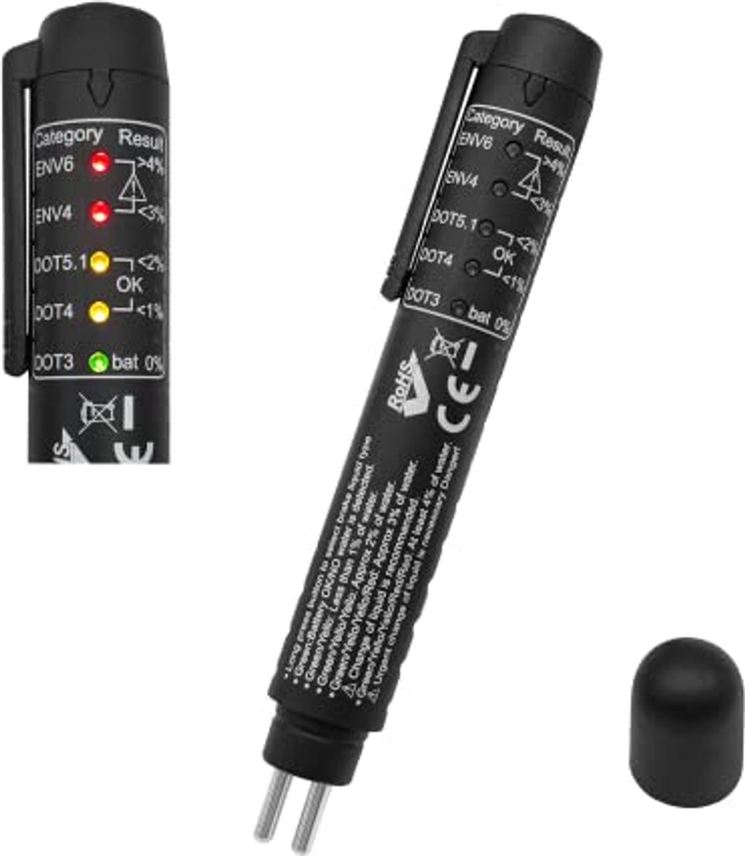 Verbeterde Remvloeistoftester voor DOT3, DOT4, DOT5, ENV6 en ENV4 met LED-indicatoren