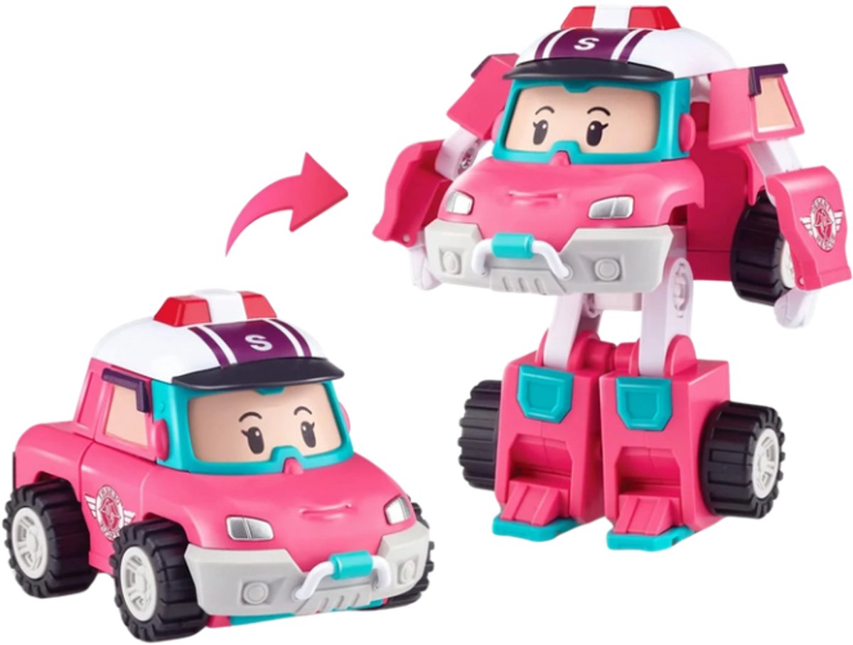 10 cm robotfiguurtje - Silverlit – Robocar Poli – Sandy 2-in-1 transformeerbaar voertuig