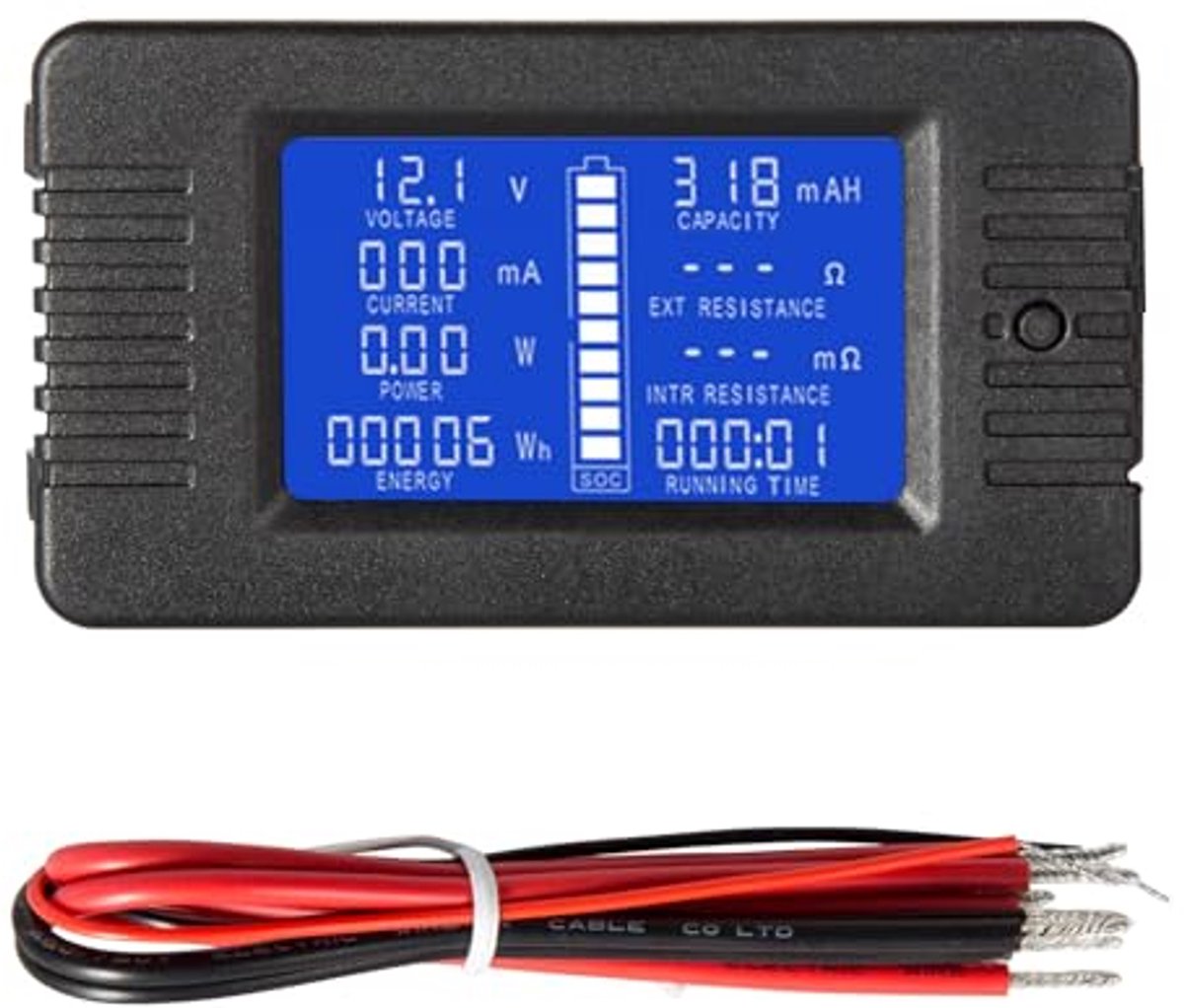 Energie Monitor en Batterij Tester - Digitale DC Volt/Ampère Meter met Meetbereik 0-200V en 0-10A