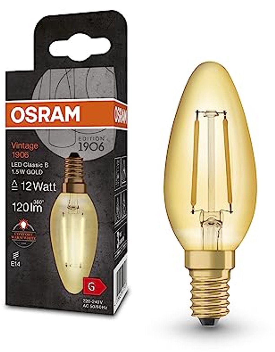 Vintage filament LED-paar E14, klassiek design, 1,5W, 120lm, 2400K, energiebesparend en lange levensduur