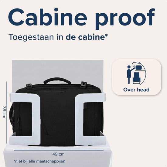 TRVLMORE 40L Reistas - Handbagage Rugzak - Rugtas - Weekendtas - Spatwaterdicht - Dames en Heren - Zwart