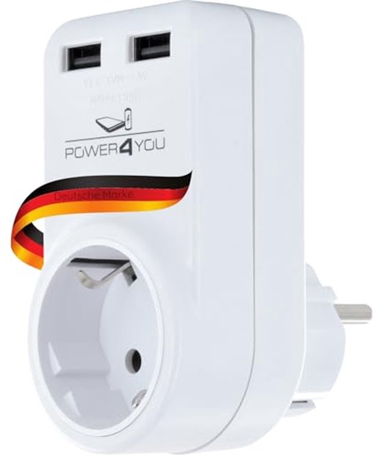 Multi Stopcontact 360° Draaibare Stopcontactadapter met 2 USB-aansluitingen – 3-in-1 ...