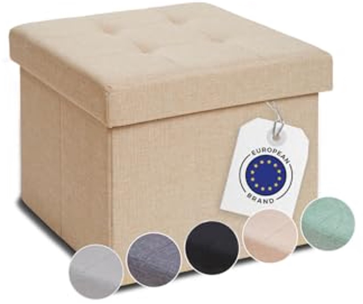Opbergbank voor slaapkamer - 41x31x31cm - Rechthoekige Opbergt Uitvoering - Beige Zitbank