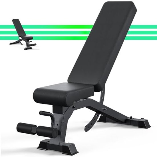 Verstelbare halterbank voor thuisgymnastiek - Bonvork 1000LB Opvouwbare Workout Bench Press met 80 x 40 mm Heavy Duty Staal, Opvouwbare Sit Up Flat Helling Daling Krachttraining Bank (350, Kilogram