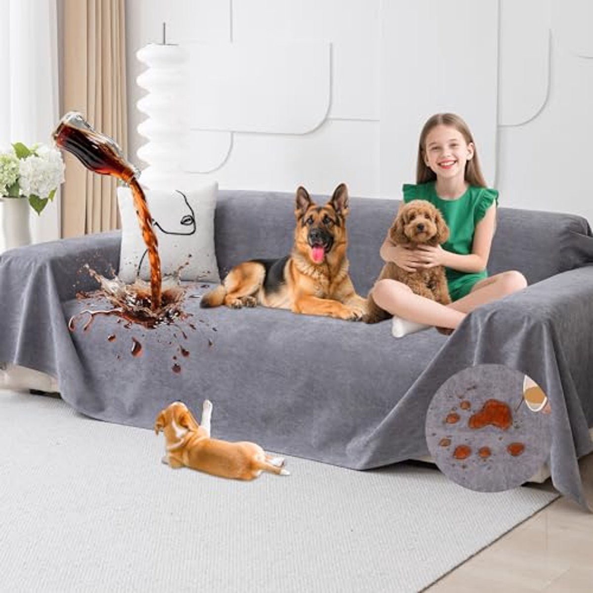 Waterdichte Bank Bescherming voor Honden en Kinderen - Antislip Sofa Hoes 3 Zits