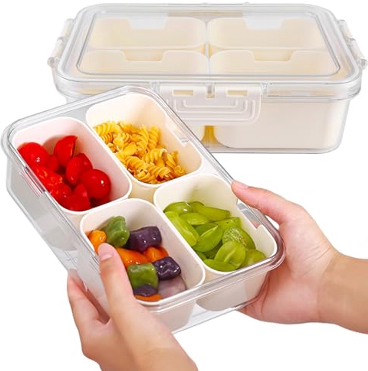 Snackborden met Vakken - Lekvrije Snackschaal met Deksel en Snacktablet-Organizer