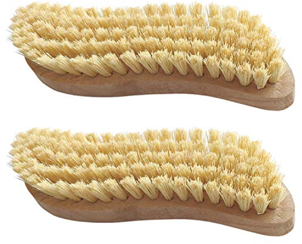 Ergonomische Schrobborstel met Natuurlijke Haren voor Thuis en Tuin - Set van 2