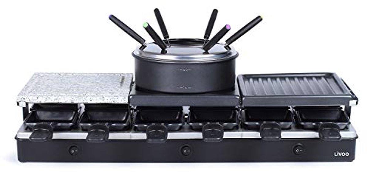 Raclette Grill 1650 W voor 12 Personen - 2-in-1 Kampeermachine met Grill en Crêpeplaat