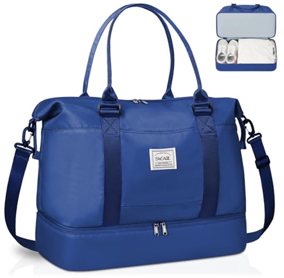 Reizen Duffel Tas met Extra Onderste Opslag en Natte en Droge Scheiding - Ideale Weekendtas en Sportschool Handtas