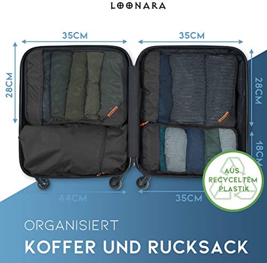 Packing Cubes met compressie voor koffer en rugzak incl. draagzak, zwart — afbeelding 4
