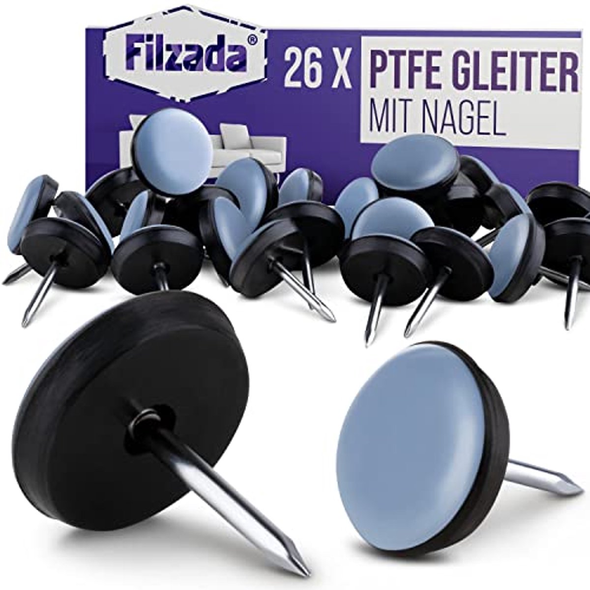 Teflon meubelglijders 26x Ø 19 mm - Tapijt- en vloerbeschermers