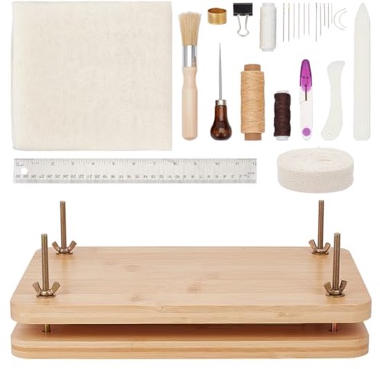 BENECREAT 30x20cm houten boekbindsets, kokosbruin draagbare boekpers Rechthoekige boekbindset voor DIY boekbinden Boekbenodigdheden
