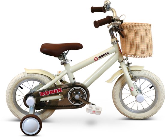 Zonix Kinderfiets 12 Inch Jongensfiets - Licht Beige Met Zijwieltjes - Leeftijd 2-4 Jaar - Kledingmaat 90-105 van Zonix — afbeelding 2