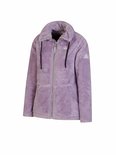Lila fleece vest met kraag, ritssluiting en steekzakken.