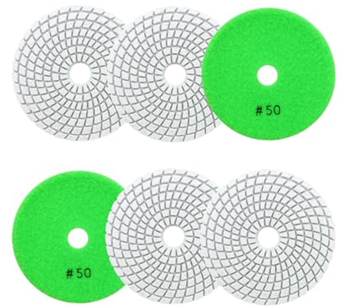 Polijstpads voor graniet, marmer en kunststeen - 100 mm, 6 stuks