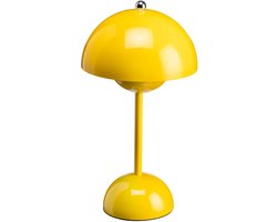 Luxus Tafellamp Touch Deluxe - Josephine - Geel - 30cm - Tafellamp Slaapkamer - Decoratieve tafellamp - Draadloos - Oplaadbaar - Dimbaar