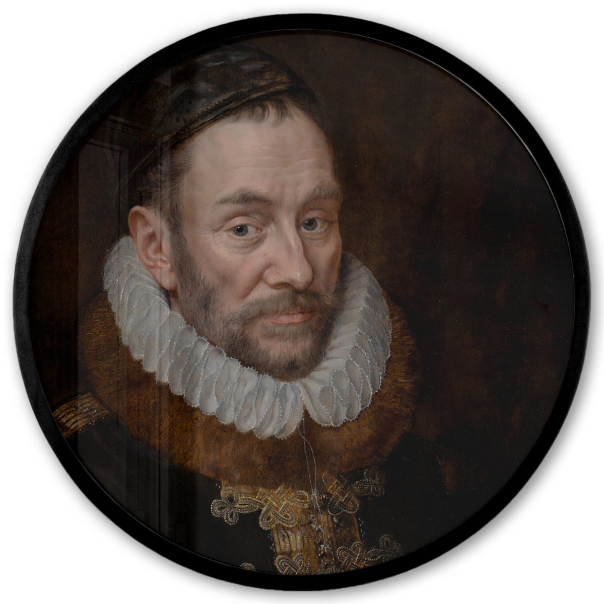 FrameYourWall Poster in lijst Rond - Fotolijst 40x40 cm - Posters - Willem van Oranje - Schilderij - Oude meesters - Kunst - Ronde posterlijst zwart - Decoratie - Wanddecoratie woonkamer - Muurdecoratie slaapkamer Multicolor