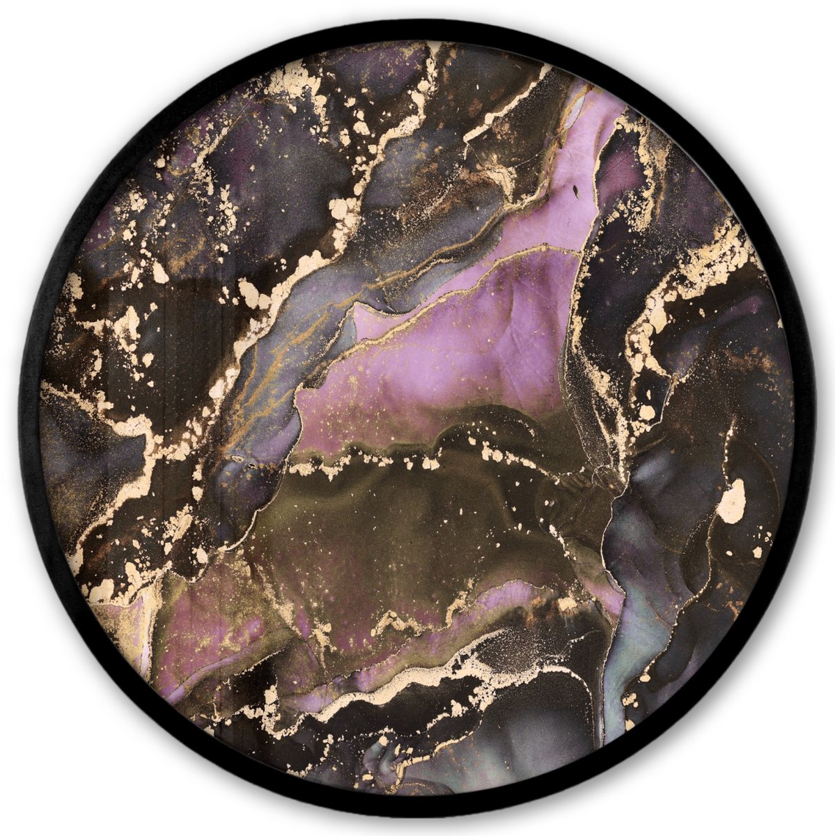 FrameYourWall Poster in lijst Rond - Fotolijst 40x40 cm - Posters - Marmer - Gold - Steen - Abstract - Ronde posterlijst zwart - Decoratie - Wanddecoratie woonkamer - Muurdecoratie slaapkamer Multicolor