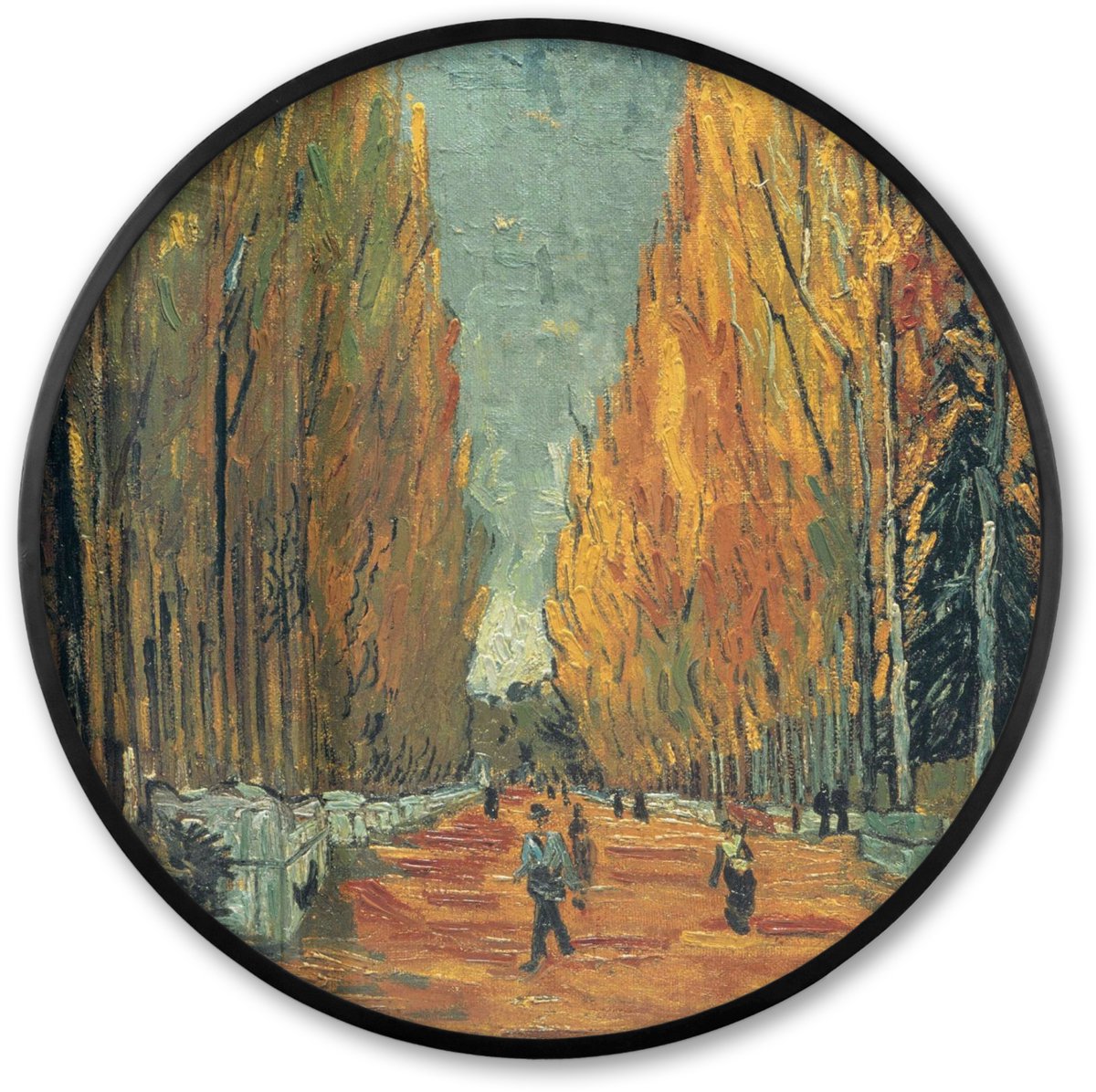 FrameYourWall Poster in lijst Rond - Fotolijst 80x80 cm - Posters - Elysische velden - Vincent van Gogh - Ronde posterlijst zwart - Decoratie - Wanddecoratie woonkamer - Muurdecoratie slaapkamer Multicolor