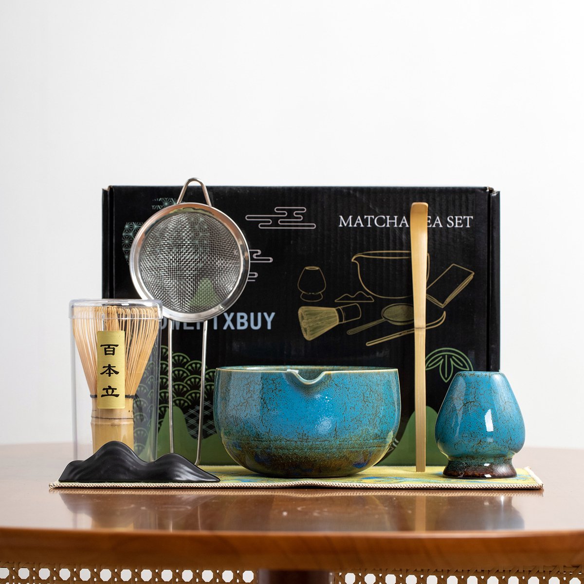 Matcha set van 7 stuks - matcha set - matcha klopper - matcha kom - Creatieve matcha-set - Blauw