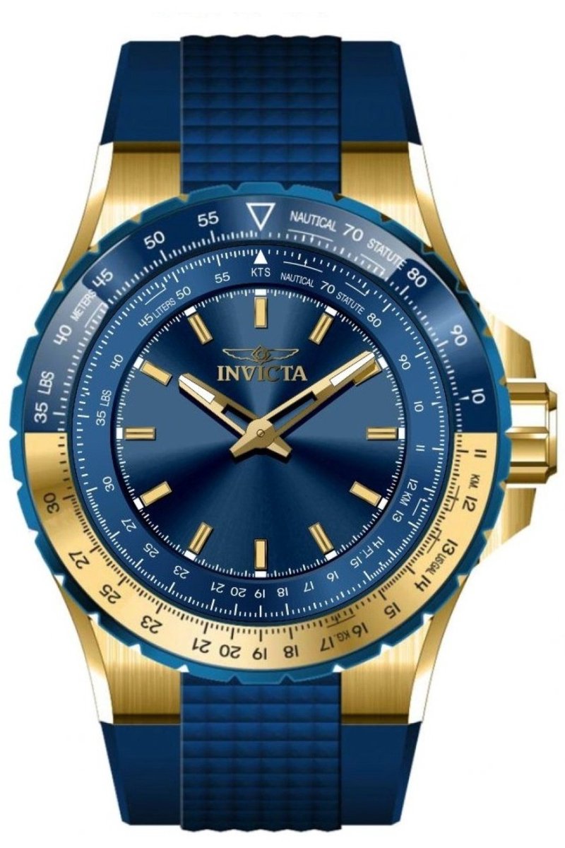 Invicta Aviator 49668 Heren Horloge - Waterdicht - Analoog - Quartz Uurwerk - Roestvrij Staal met blauwe Wijzerplaat - 50mm