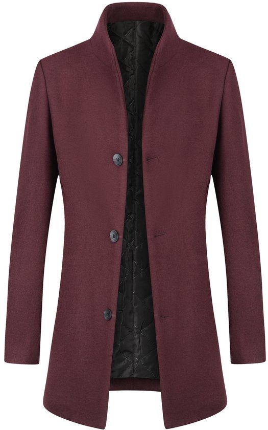 Manteau d'hiver mi-long uni à col montant épais pour homme Allthemen - Veste chaude coupe slim - Taille L