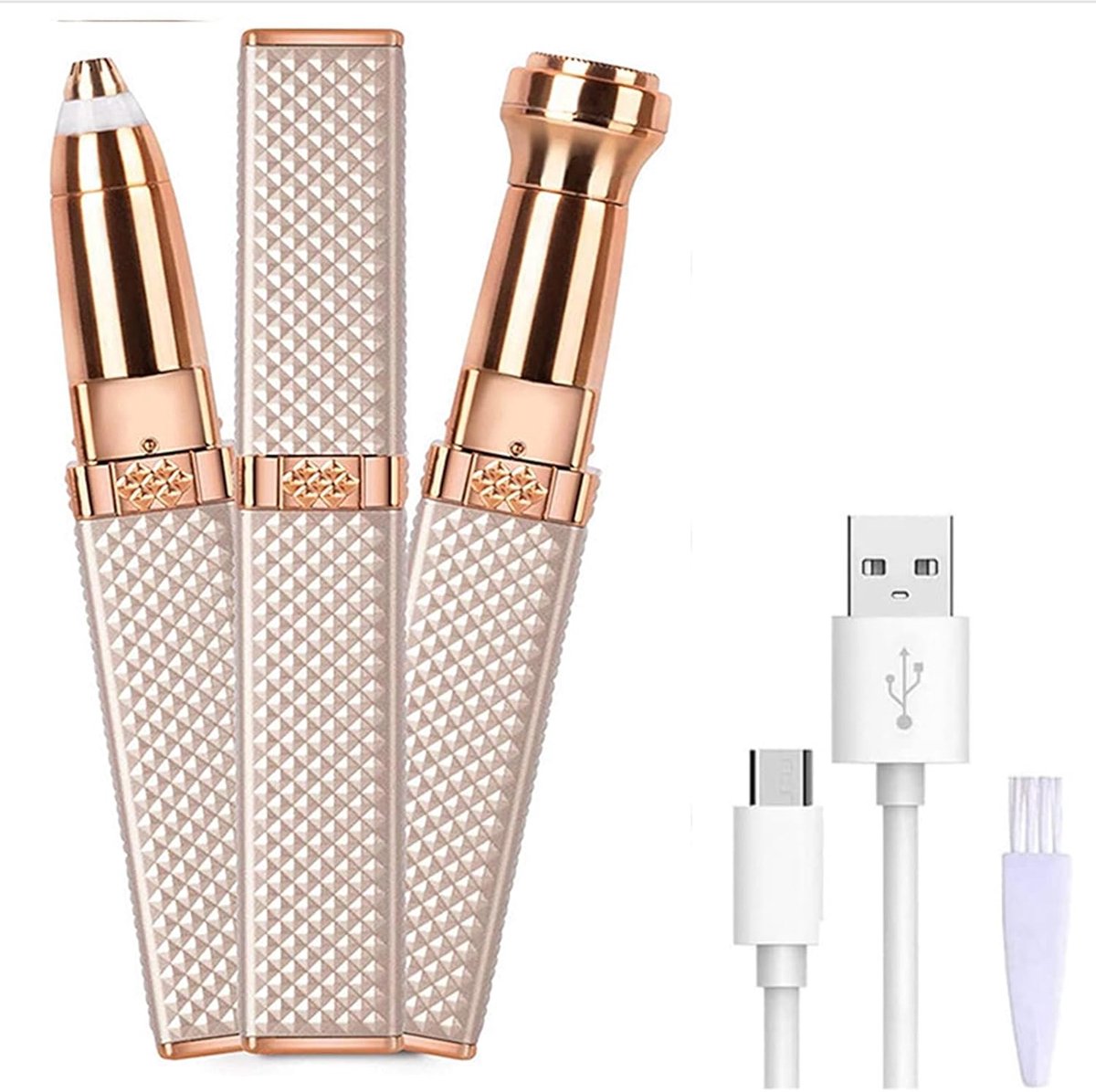 Wenkbrauwshaper voor dames, wenkbrauwtrimmer voor het gezicht, 2-in-1 oplaadbaar elektrisch scheerapparaat voor gezicht en wenkbrauwen, wenkbrauwtrimmer (goud)