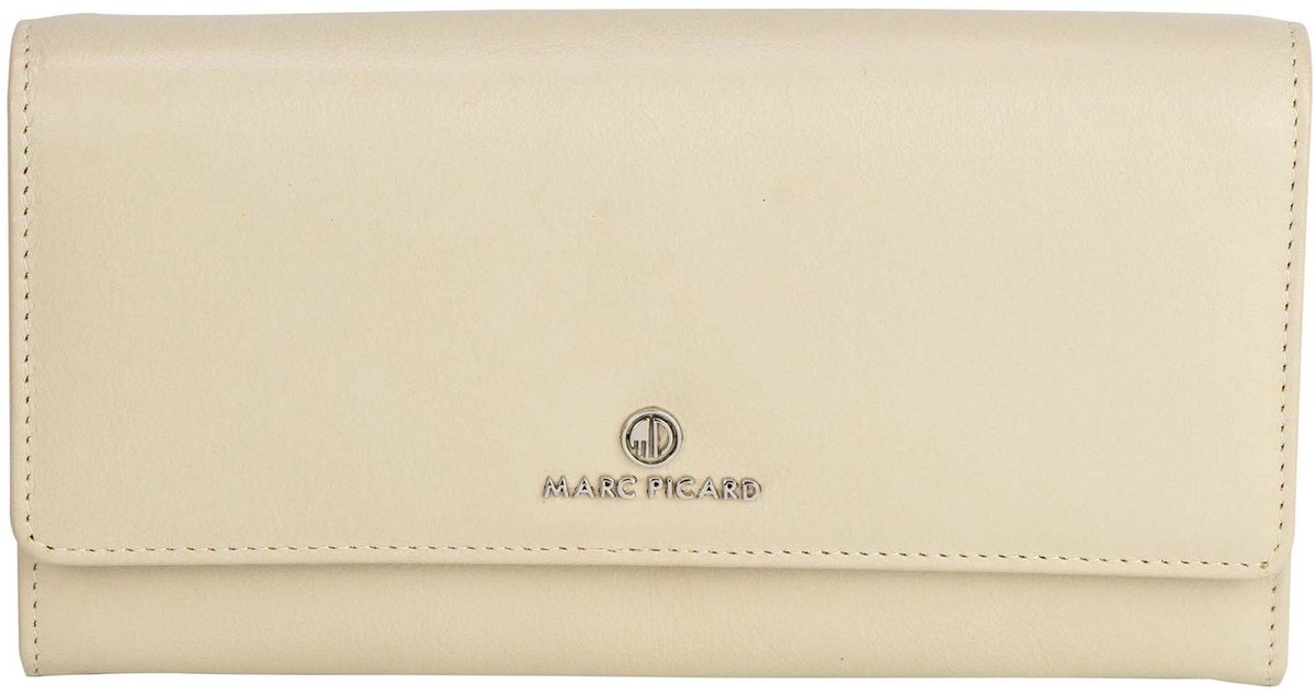 Marc Picard Leren portemonnee Umbria Wallet with Flap Grey beige