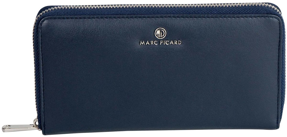 Marc Picard Leren portemonnee Umbria Zip Wallet Navy donkerblauw