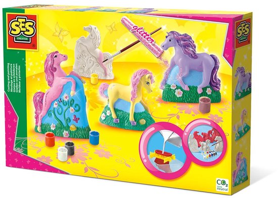 SES Creative - Hobby Pink - Gieten en Schilderen - 3 Paarden - Knutselen Meisjes - Sneldrogend - Vanaf 5 jaar